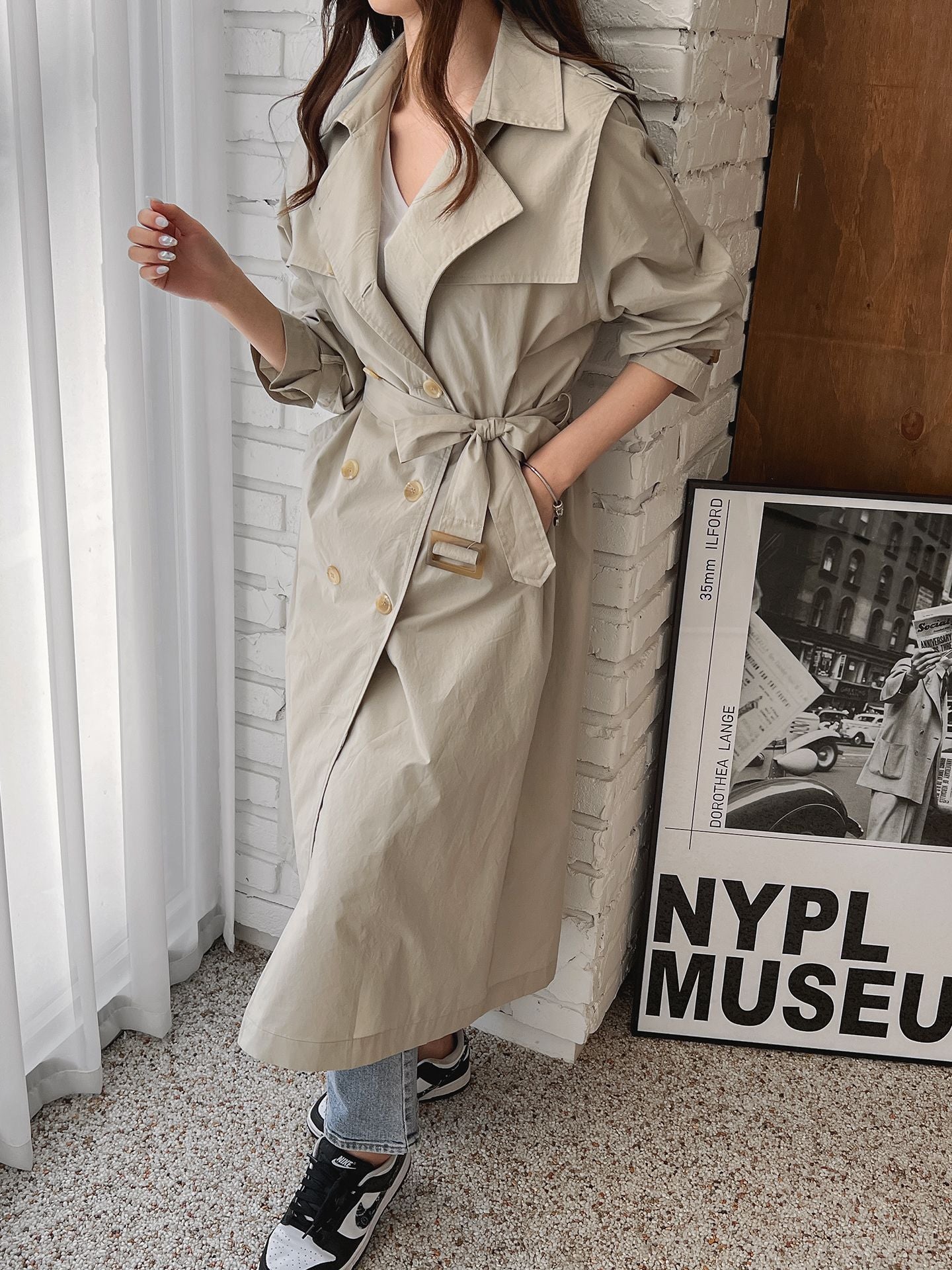 Barrel Detachable Shoulder Cotton Trench Coat - K-FASHION