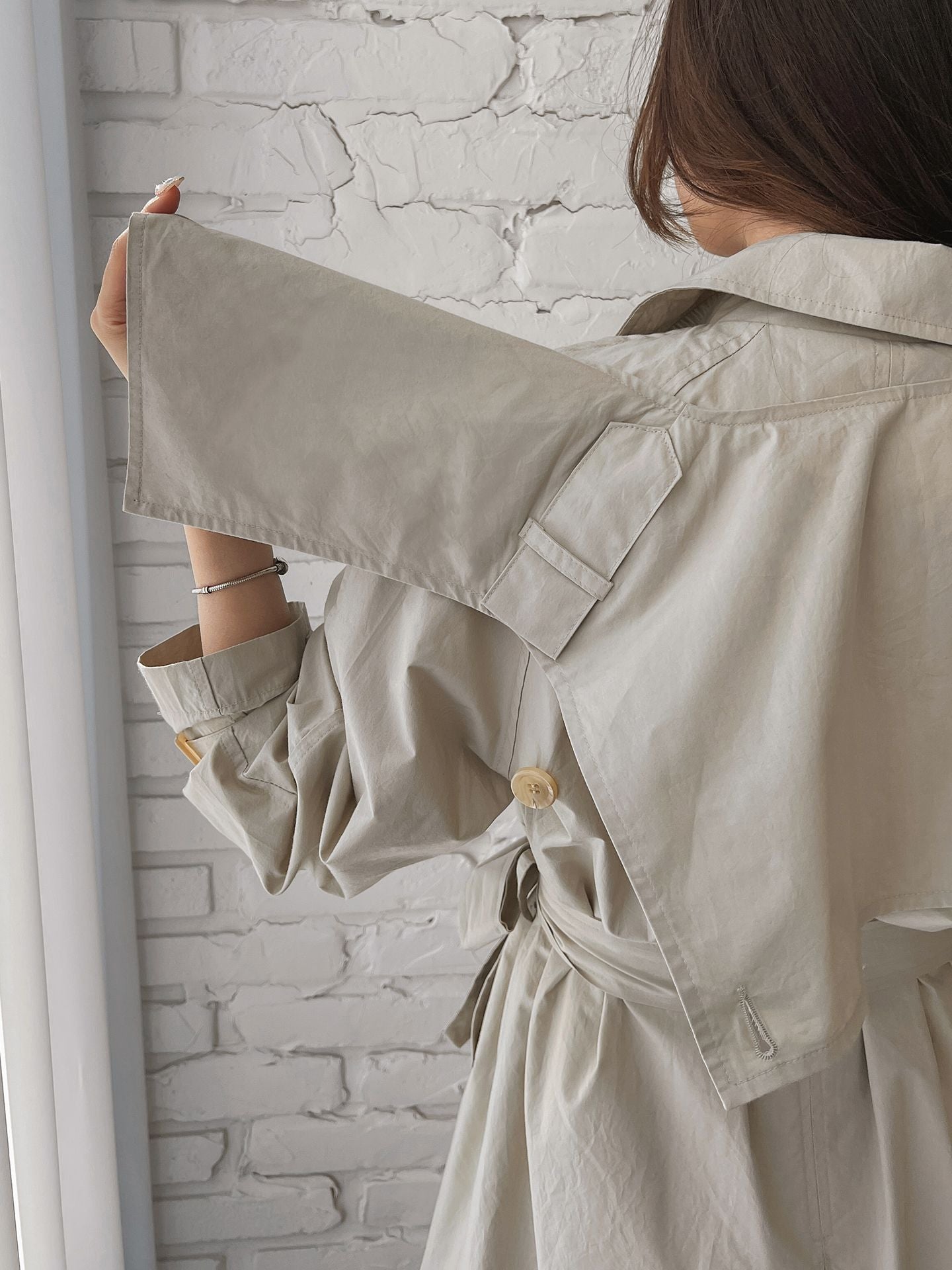 Barrel Detachable Shoulder Cotton Trench Coat - K-FASHION