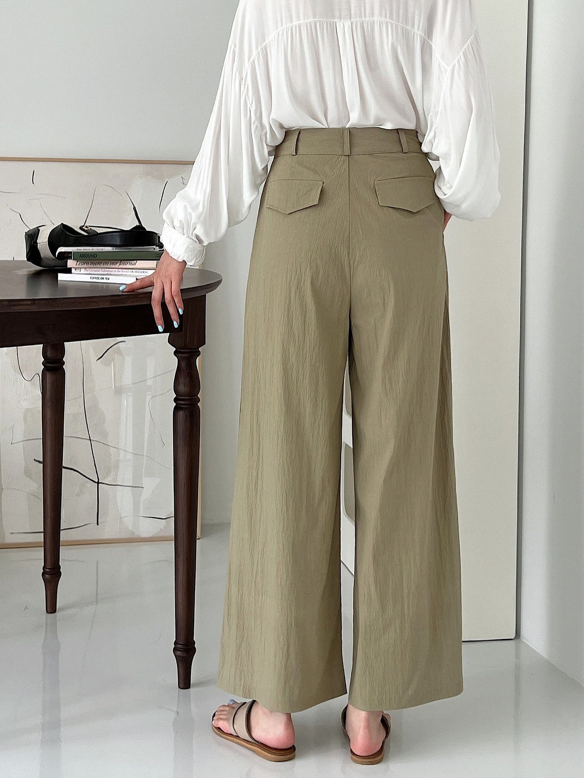 Slacks Button Pants Two Button Point Wide Slacks Pants – K-FASHION