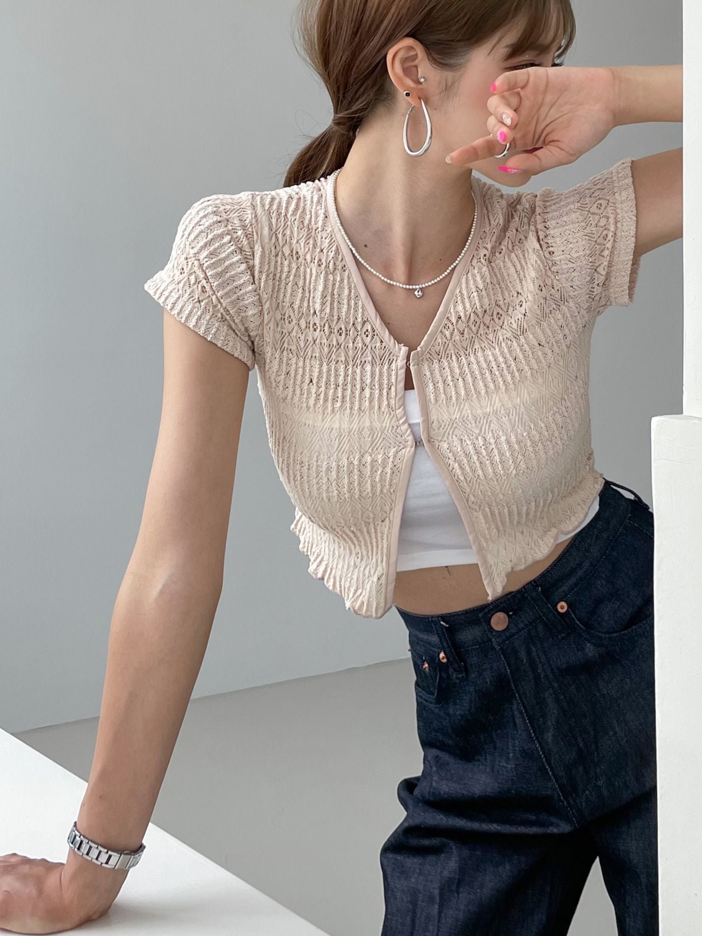 Cute Crop Jacquard Cardigan